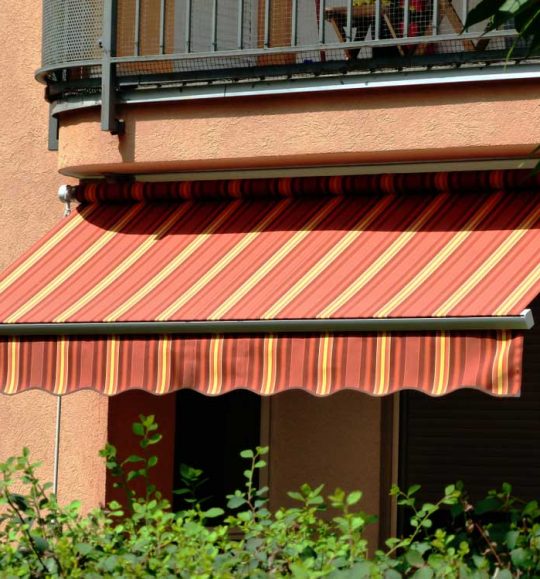 Red awning outdoor — Door & Window Furnishings in the Northern Rivers